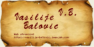 Vasilije Balović vizit kartica